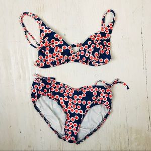 Vintage Jantzen Blue and Orange Polka Dot Bikini